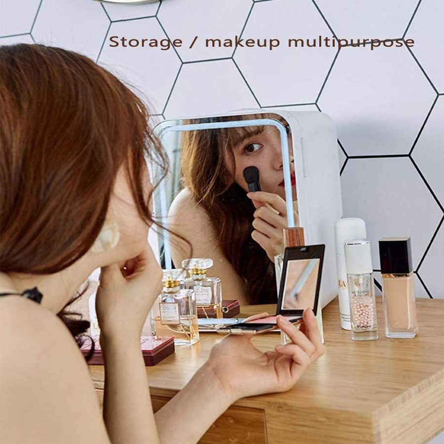 Mini Makeup Kühlschrank mit Spiegel und Licht