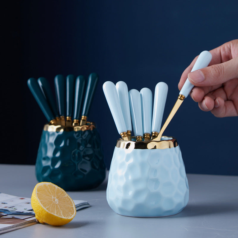 Haushalts Obst Gabel Und Löffel Keramik Sets