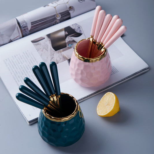 Haushalts Obst Gabel Und Löffel Keramik Sets